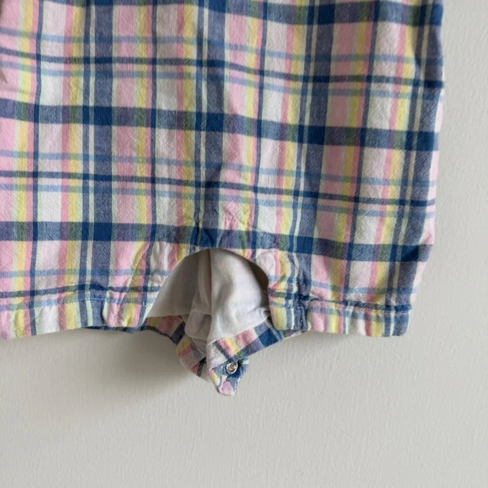 Janie and Jack Baby Blue and‎ Pink Plaid Shortalls Size 6-12 Months